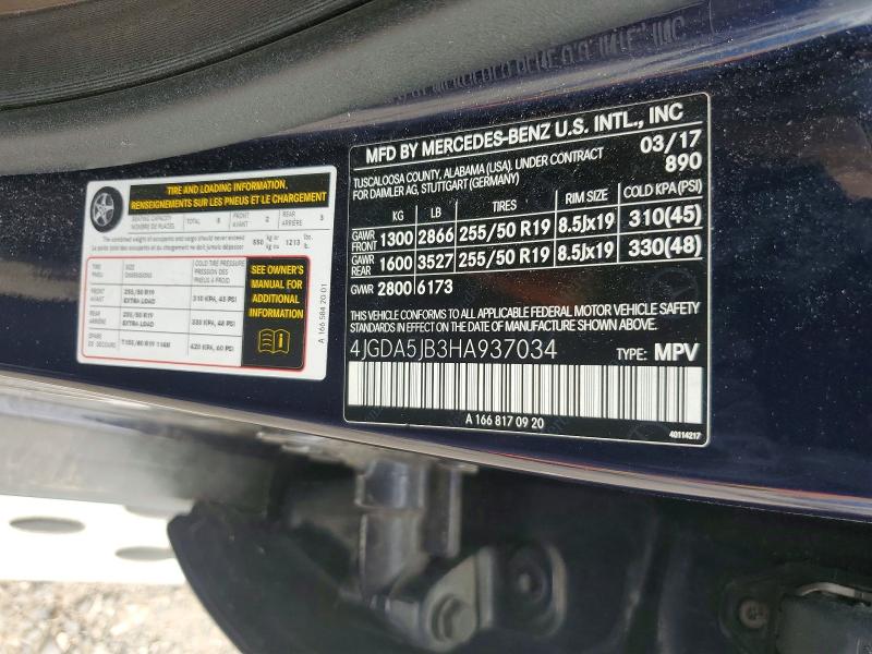 Aukcja sprzedaży 2017 Mercedes-benz Gle, vin: 4JGDA5JB3HA937034, numer aukcji: 61996576