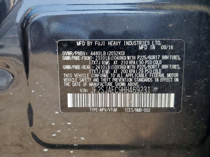 Aukcja sprzedaży 2017 Subaru Forester, vin: JF2SJAEC9HH469231, numer aukcji: 61928896
