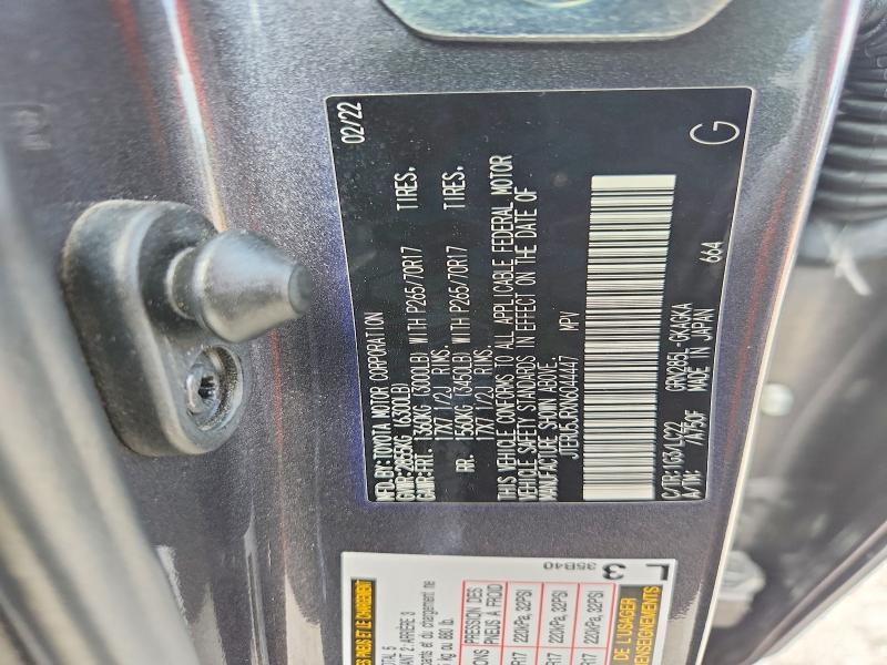 62670246 :رقم المزاد ، JTERU5JRXN6044447 vin ، 2022 Toyota 4runner مزاد بيع