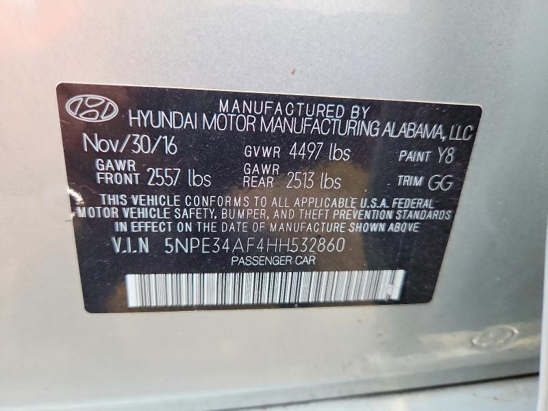62319376 :رقم المزاد ، 5NPE34AF4HH532860 vin ، 2017 Hyundai Sonata مزاد بيع