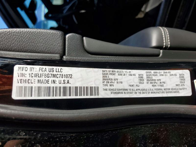 Aukcja sprzedaży 2021 Jeep Grand Cherokee, vin: 1C4RJFBG7MC781072, numer aukcji: 61762146