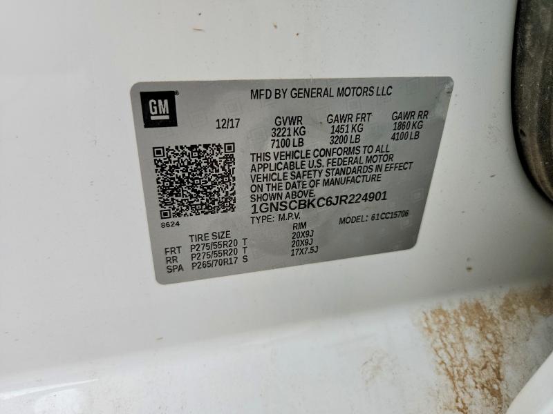 60254176 :رقم المزاد ، 1GNSCBKC6JR224901 vin ، 2018 Chevrolet Tahoe مزاد بيع
