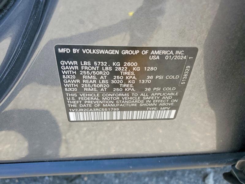 Aukcja sprzedaży 2024 Volkswagen Atlas, vin: 1V2JR2CA3RC551799, numer aukcji: 59364146