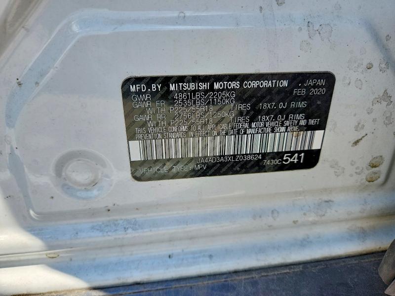 Продаж на аукціоні авто 2020 Mitsubishi Outlander, vin: JA4AD3A3XLZ038624, номер лоту: 63298416