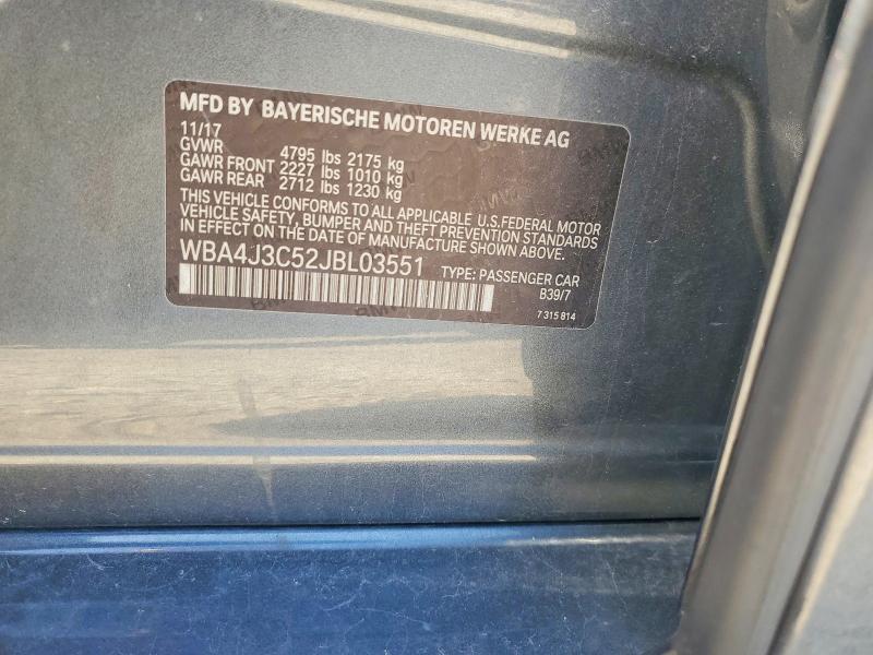 Aukcja sprzedaży 2018 Bmw 430xi, vin: WBA4J3C52JBL03551, numer aukcji: 59707616