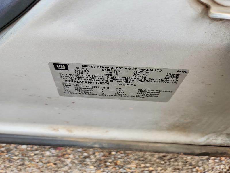 2015 Chevrolet Equinox მანქანა იყიდება აუქციონზე, vin: 2GNALAEK9F1176576, აუქციონის ნომერი: 62391866