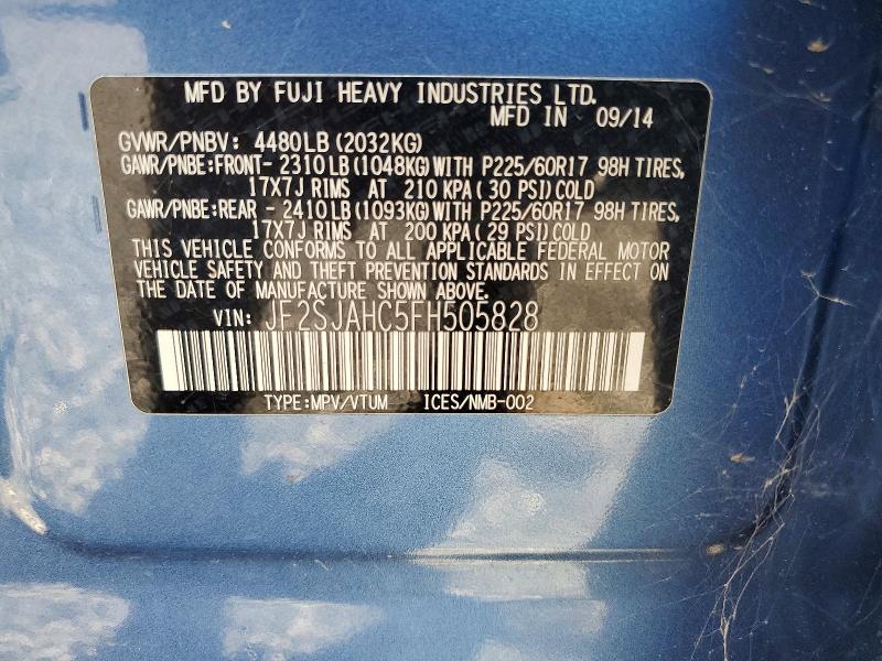 Продажа на аукционе авто 2015 Subaru Forester, vin: JF2SJAHC5FH505828, номер лота: 60661426