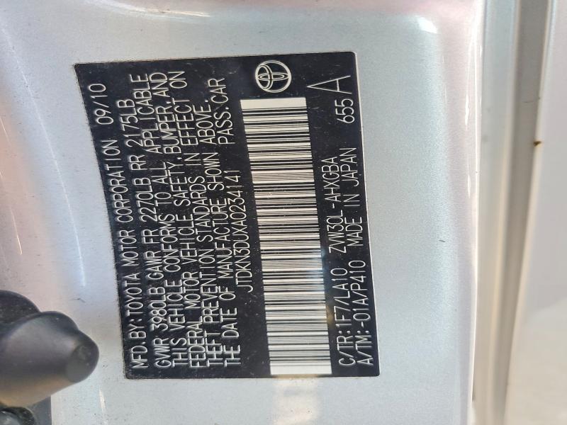 Aukcja sprzedaży 2010 Toyota Prius, vin: JTDKN3DUXA0234141, numer aukcji: 61065186