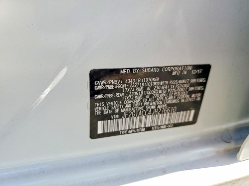 63556236 :رقم المزاد ، JF2GTACC4JH276610 vin ، 2018 Subaru Crosstrek مزاد بيع