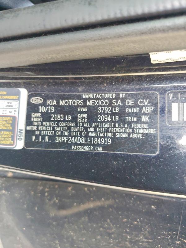 Продажа на аукционе авто 2020 Kia Forte, vin: 3KPF24AD8LE184919, номер лота: 60093416