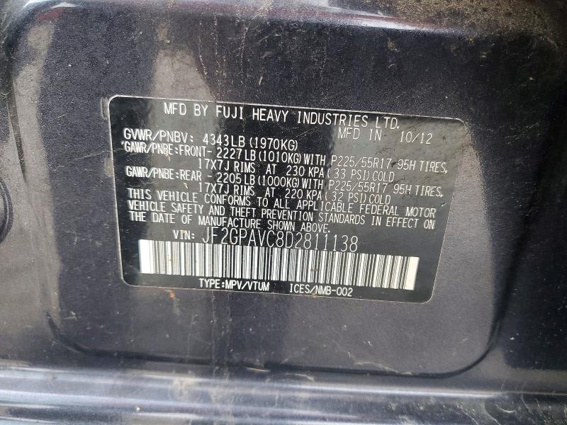 59728666 :رقم المزاد ، JF2GPAVC8D2811138 vin ، 2013 Subaru Xv Crosstrek مزاد بيع