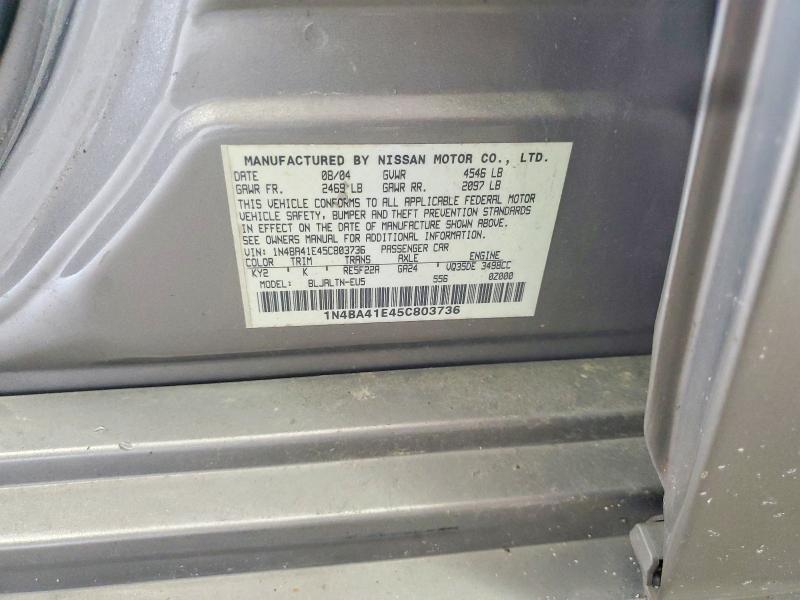 Продажа на аукционе авто 2005 Nissan Maxima, vin: 1N4BA41E45C803736, номер лота: 60449536