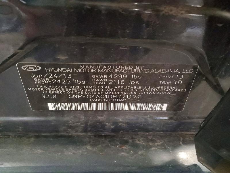 62234146 :رقم المزاد ، 5NPEC4AC1DH771122 vin ، 2013 Hyundai Sonata مزاد بيع