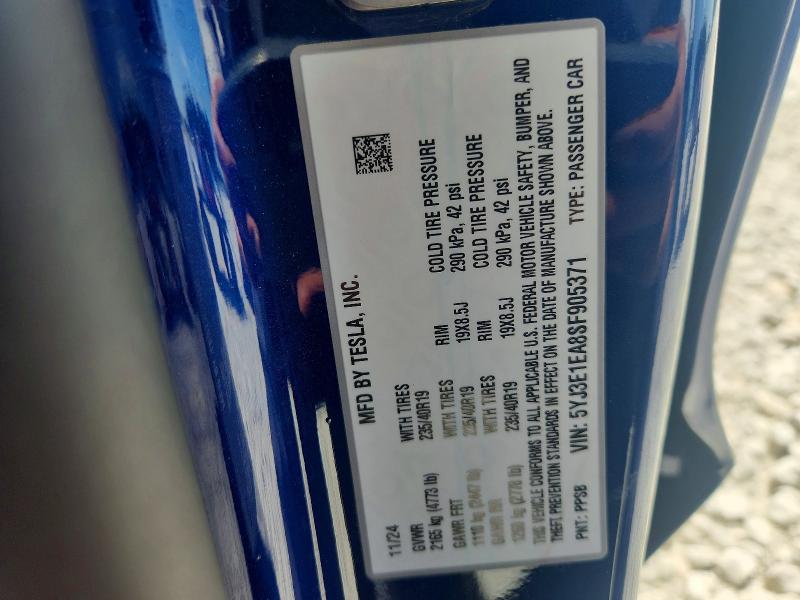 Aukcja sprzedaży 2025 Tesla Model 3, vin: 5YJ3E1EA8SF905371, numer aukcji: 62914746