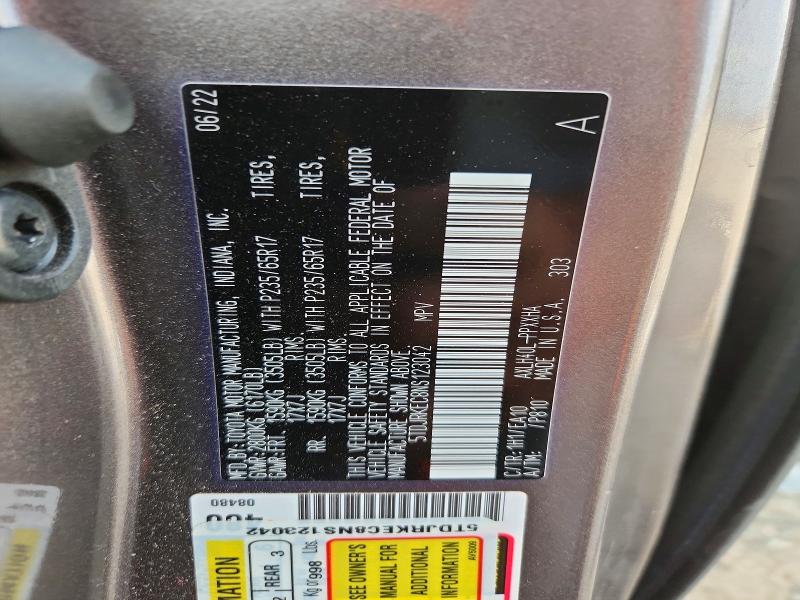 Aukcja sprzedaży 2022 Toyota Sienna, vin: 5TDJRKEC8NS123042, numer aukcji: 59330536
