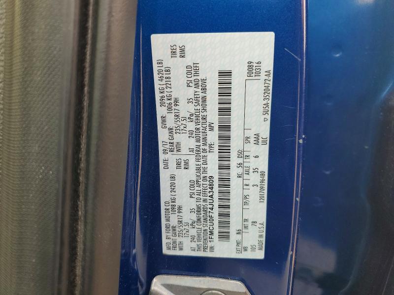 Aukcja sprzedaży 2018 Ford Escape, vin: 1FMCU0F74JUA34809, numer aukcji: 62677116
