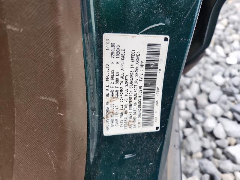 Aukcja sprzedaży 2003 Honda Cr-v, vin: SHSRD68403U103276, numer aukcji: 62234746