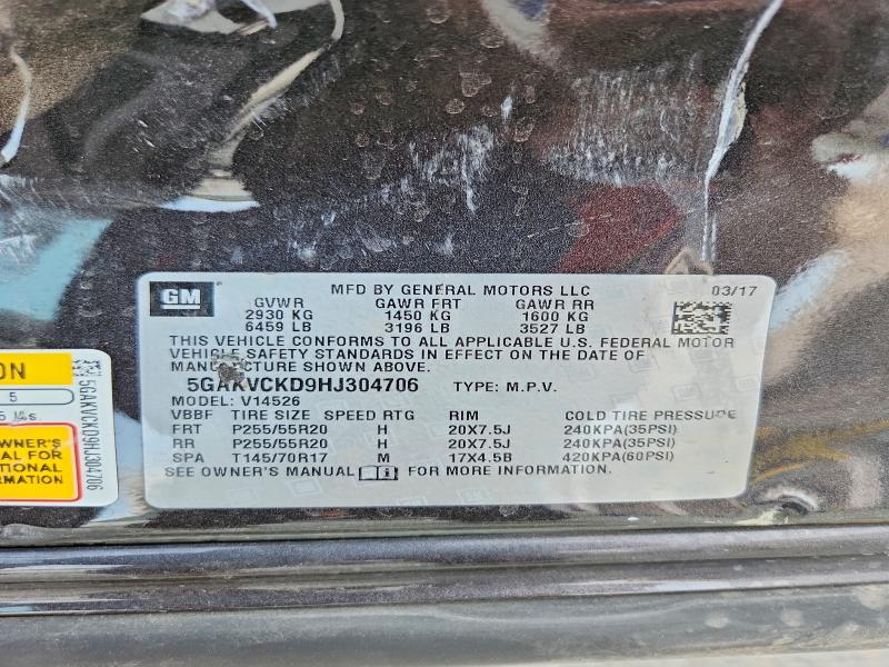 59901666 :رقم المزاد ، 5GAKVCKD9HJ304706 vin ، 2017 Buick Enclave مزاد بيع