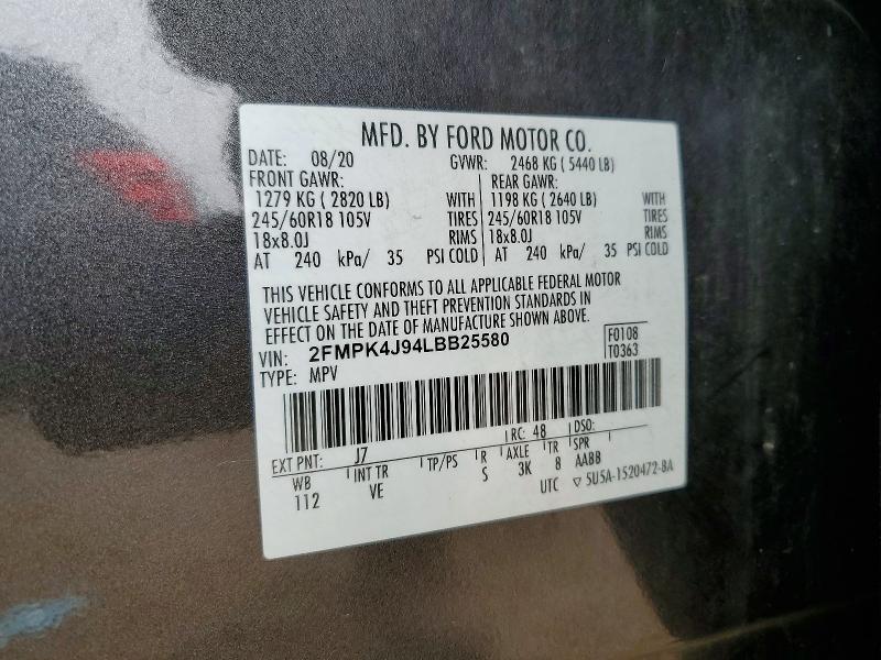 Продажа на аукционе авто 2020 Ford Edge, vin: 2FMPK4J94LBB25580, номер лота: 61344196