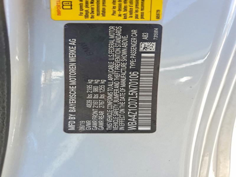 2020 Bmw 430i მანქანა იყიდება აუქციონზე, vin: WBA4Z1C07L5N70106, აუქციონის ნომერი: 61783986
