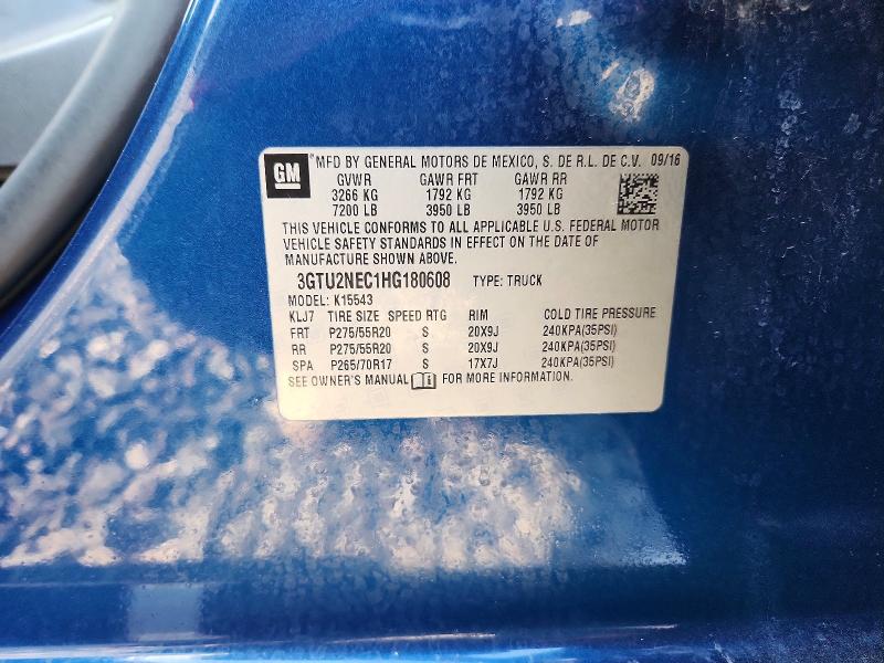 Aukcja sprzedaży 2017 Gmc Sierra, vin: 3GTU2NEC1HG180608, numer aukcji: 61333176