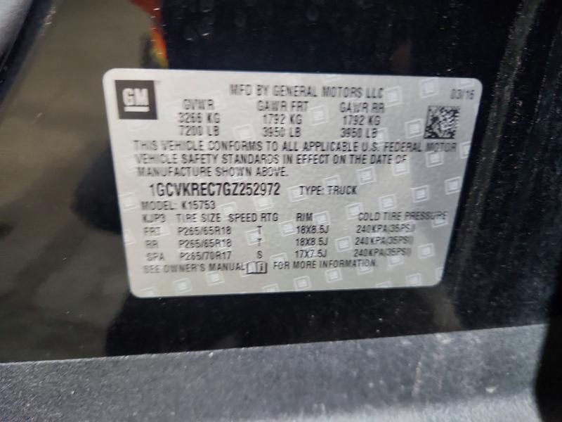2016 Chevrolet Silverado მანქანა იყიდება აუქციონზე, vin: 1GCVKREC7GZ252972, აუქციონის ნომერი: 61913186