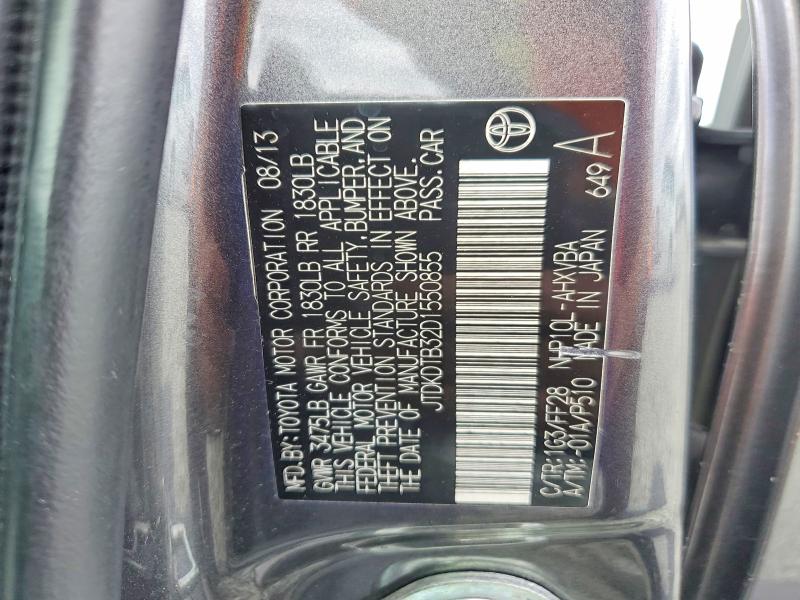Продаж на аукціоні авто 2013 Toyota Prius, vin: JTDKDTB32D1550855, номер лоту: 60994986
