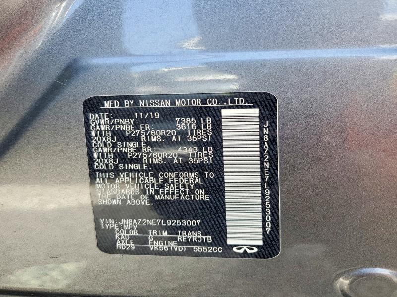 Aukcja sprzedaży 2020 Infiniti Qx80, vin: JN8AZ2NE7L9253007, numer aukcji: 59026236