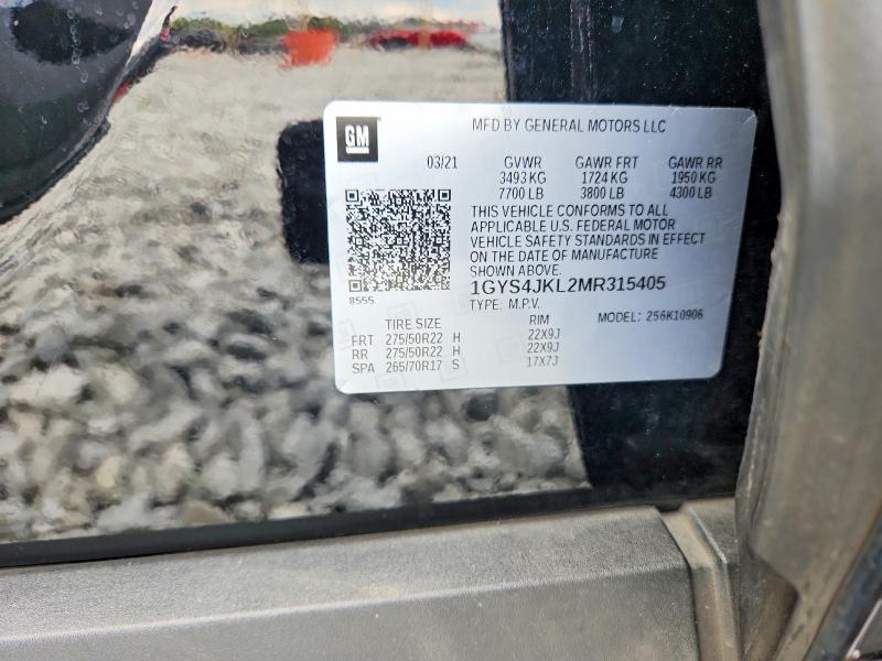 2021 Cadillac Escalade მანქანა იყიდება აუქციონზე, vin: 1GYS4JKL2MR315405, აუქციონის ნომერი: 61344776