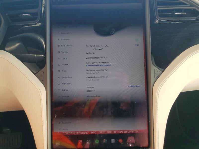 2018 Tesla Model X მანქანა იყიდება აუქციონზე, vin: 5YJXCAE21JF106367, აუქციონის ნომერი: 59001636
