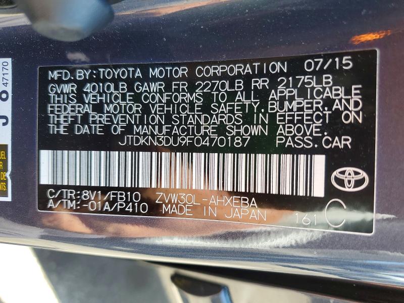 Продажа на аукционе авто 2015 Toyota Prius, vin: JTDKN3DU9F0470187, номер лота: 60768126