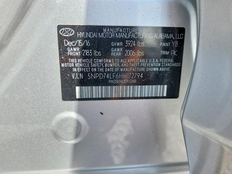 Продаж на аукціоні авто 2017 Hyundai Elantra, vin: 5NPD74LF6HH172794, номер лоту: 62307986
