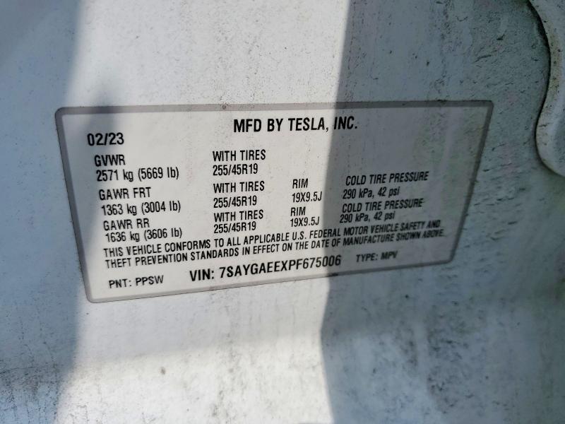 Продажа на аукционе авто 2023 Tesla Model Y, vin: 7SAYGAEEXPF675006, номер лота: 62010276