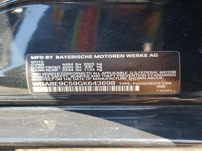 2016 Bmw 328 მანქანა იყიდება აუქციონზე, vin: WBA8E9C59GK643698, აუქციონის ნომერი: 61818926