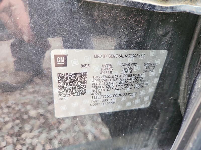 2018 Chevrolet Malibu მანქანა იყიდება აუქციონზე, vin: 1G1ZD5ST5JF227157, აუქციონის ნომერი: 61242616