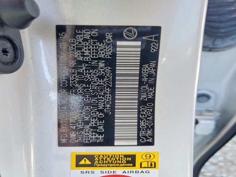 Aukcja sprzedaży 2015 Lexus Ct, vin: JTHKD5BH9F2232699, numer aukcji: 60325616