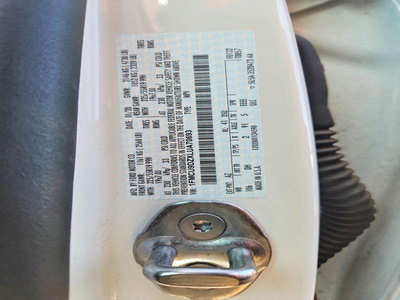 2020 Ford Escape მანქანა იყიდება აუქციონზე, vin: 1FMCU9DZXLUA70693, აუქციონის ნომერი: 60657226