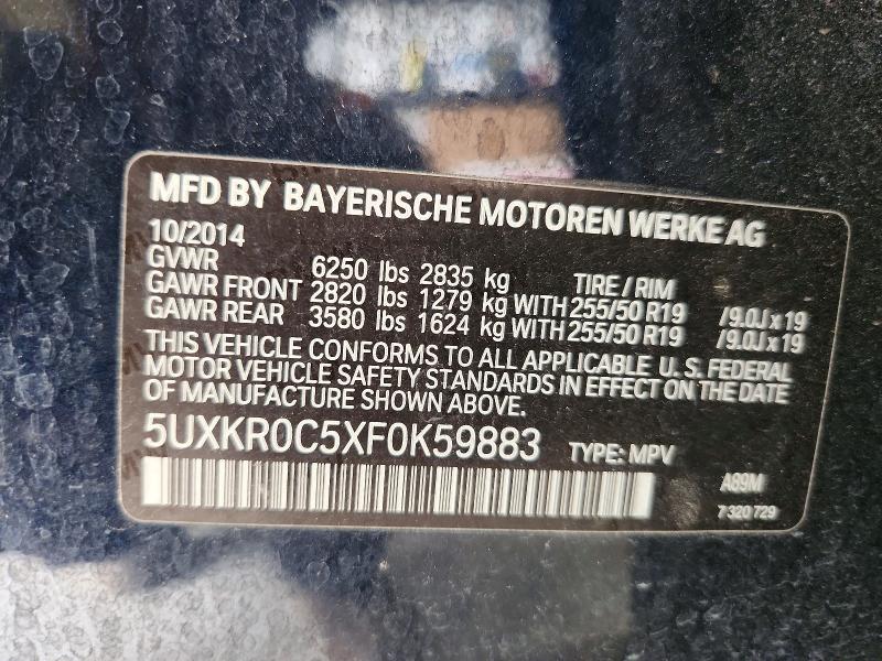 61994346 :رقم المزاد ، 5UXKR0C5XF0K59883 vin ، 2015 Bmw X5 مزاد بيع