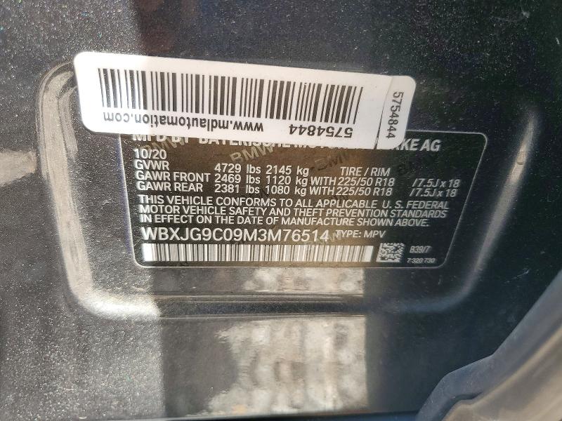 Aukcja sprzedaży 2021 Bmw X1, vin: WBXJG9C09M3M76514, numer aukcji: 62478926