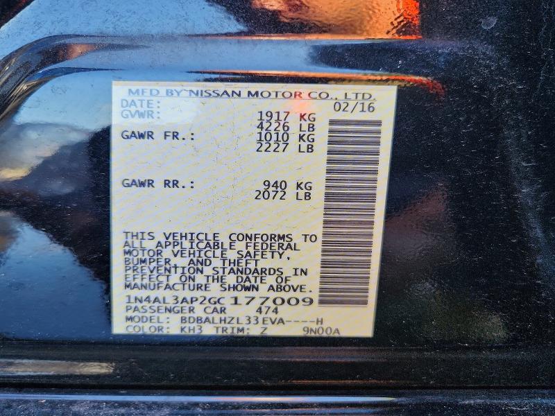 Продажа на аукционе авто 2016 Nissan Altima, vin: 1N4AL3AP2GC177009, номер лота: 59607776