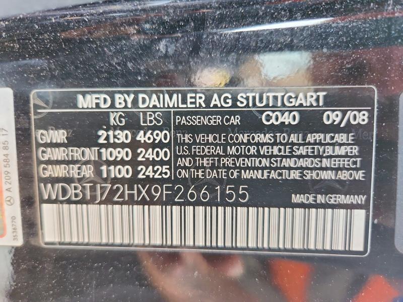 2009 Mercedes-benz Clk მანქანა იყიდება აუქციონზე, vin: WDBTJ72HX9F266155, აუქციონის ნომერი: 58219196