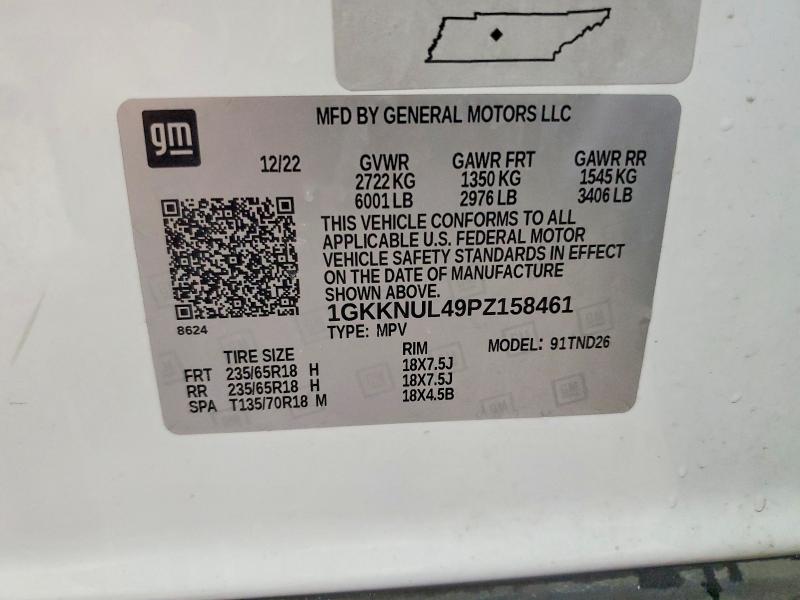 2023 Gmc Acadia მანქანა იყიდება აუქციონზე, vin: 1GKKNUL49PZ158461, აუქციონის ნომერი: 63295466