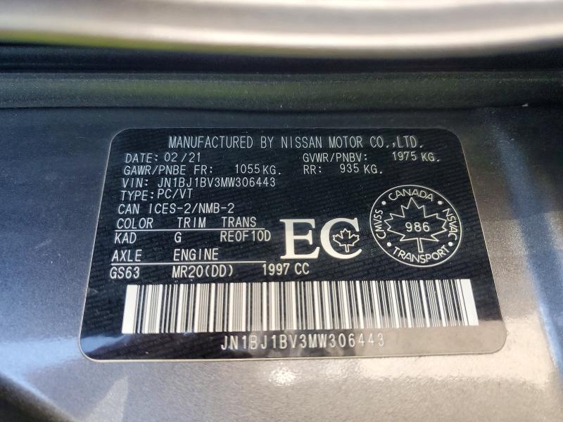 Aukcja sprzedaży 2021 Nissan Qashqai, vin: JN1BJ1BV3MW306443, numer aukcji: 62805746