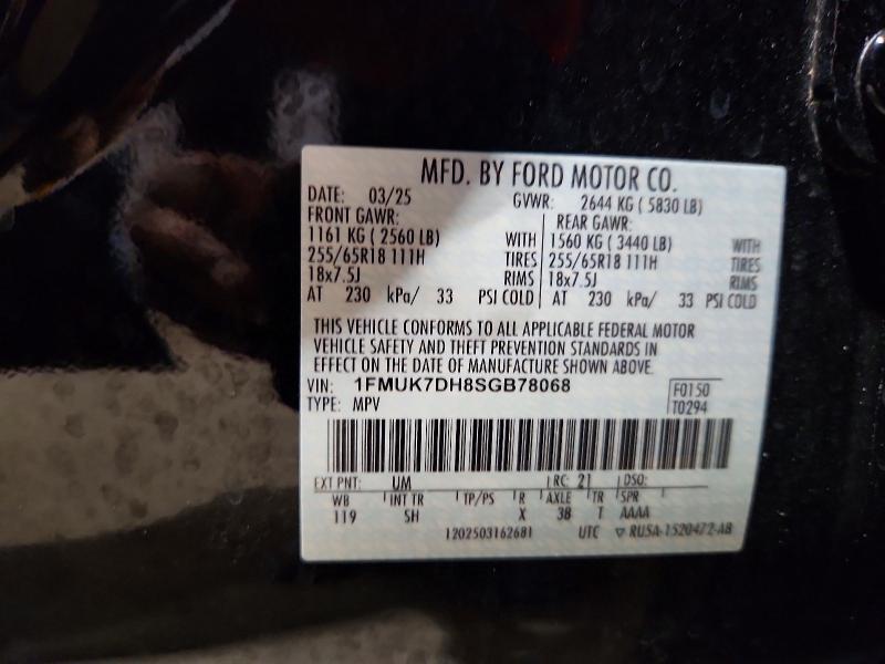 Aukcja sprzedaży 2025 Ford Explorer, vin: 1FMUK7DH8SGB78068, numer aukcji: 59092386