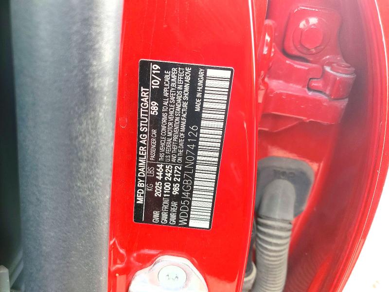 60161546 :رقم المزاد ، WDD5J4GB7LN074126 vin ، 2020 Mercedes-benz Cla مزاد بيع