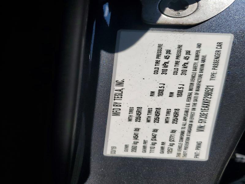 60788076 :رقم المزاد ، 5YJ3E1EAXKF298521 vin ، 2019 Tesla Mdl 3 مزاد بيع