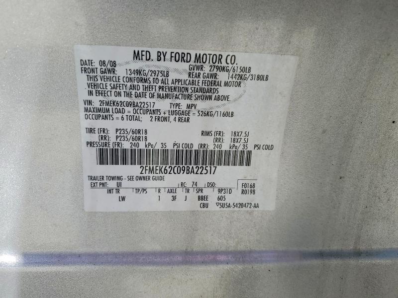 Продажа на аукционе авто 2009 Ford Flex, vin: 2FMEK62C09BA22517, номер лота: 62711526