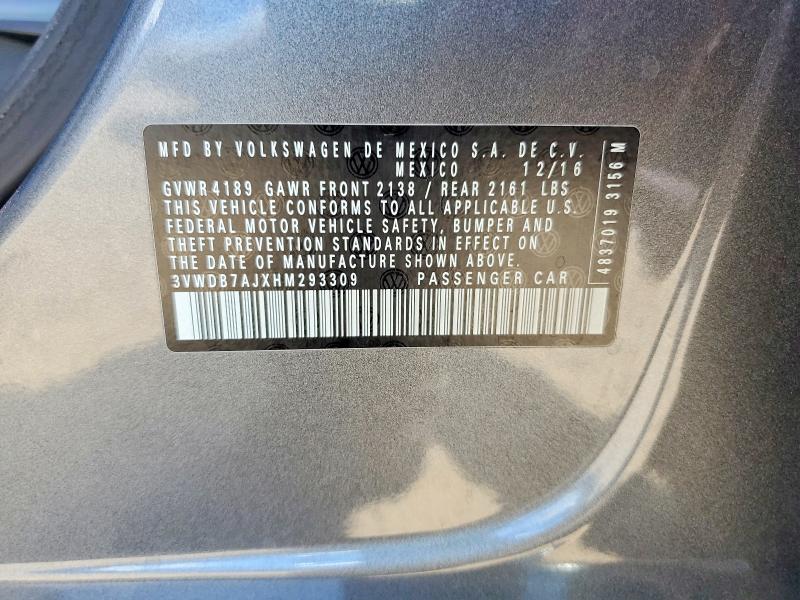 Aukcja sprzedaży 2017 Volkswagen Jetta, vin: 3VWDB7AJXHM293309, numer aukcji: 61809776