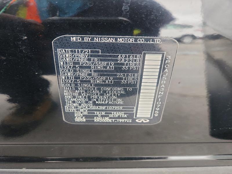 61606096 :رقم المزاد ، 3PCAJ5BA3NF107959 vin ، 2022 Infiniti Qx50 مزاد بيع