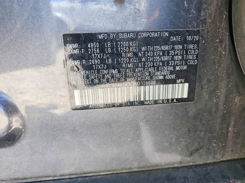 Aukcja sprzedaży 2021 Subaru Outback, vin: 4S4BTADC6M3128608, numer aukcji: 60514666